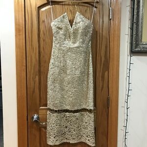 Elie Tahari Gold Midi Gown Dress Size 2